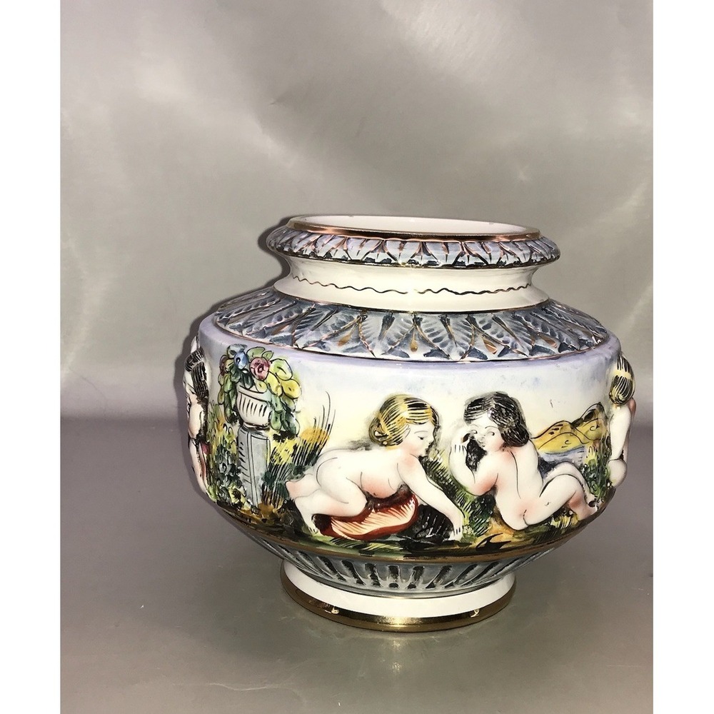 Vintage‎ Capodimonte Vase Bowl Made In Italy NO LID